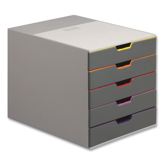 VARICOLOR® Stackable Plastic Drawer Box, 5 Drawers, Letter to Folio Size Files, 11.5" x 14" x 11", Gray1