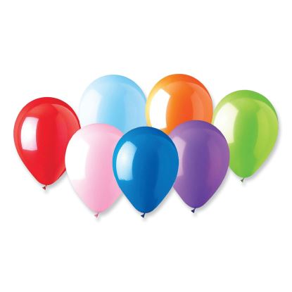Balloons, 12", Helium Quality Latex, Assorted Colors, 100/Pack, 20 Packs/Carton1