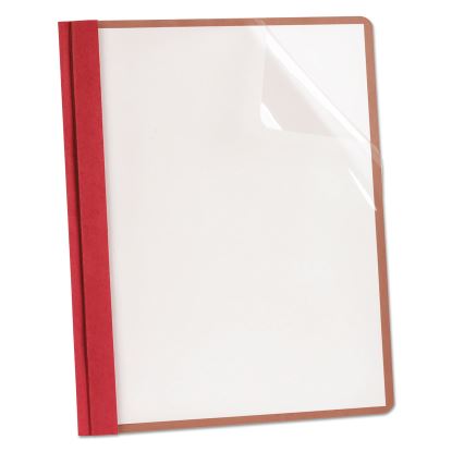 Earthwise by Oxford 100% Recycled Clear Front Report Covers, 3-Prong Fastener, 0.5" Capacity, 8.5 x 11, Clear/Red, 25/Box1