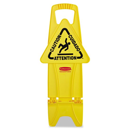 Stable Multi-Lingual Safety Sign, 13 x 13.25 x 26, Yellow1