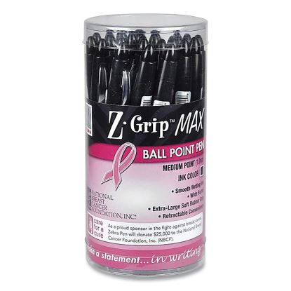 Z-Grip MAX Breast Cancer Awareness Ballpoint Pen, Retractable, Bold 1.2 mm, Black Ink, Translucent Black Barrel, 24/Pack1