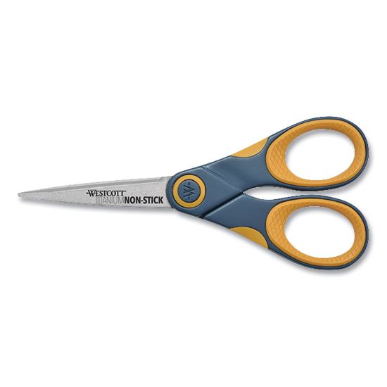 Titanium Bonded Scissors, 5" Long, Gray/Orange Straight Handle1