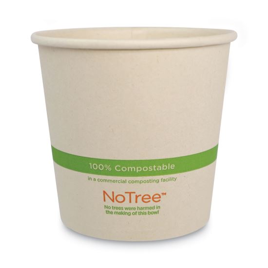 No Tree Paper Bowls, 24 oz, 4.4" Diameter x 4.5"h, Natural, Sugarcane, 500/Carton1