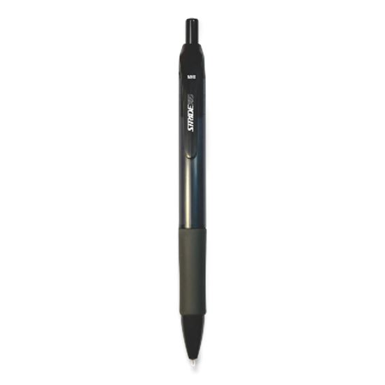 StrideRio Gel Pen, Retractable, Medium 0.7 mm, Black Ink, Translucent Black Barrel, 12/Box1