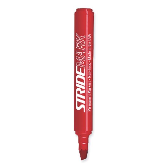 StrideMark Permanent Marker, Fine Bullet Tip, Red, 12/Pack1