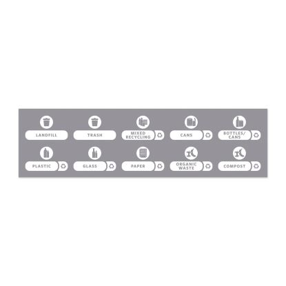 Recycle Label Kit for Slim Jim Recycling Station Billboard, 10 Assorted Messages, 5.59 x 9.55, White/Clear1