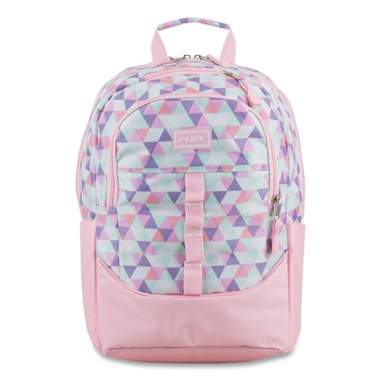 Geometric Backpack, Fits Device Up to 15.9", 12.5 x 7.63 x 18, Pink/Purple1