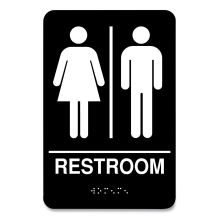 Indoor Restroom Door Sign, Unixex 5.5 x 8.5, Black/White1