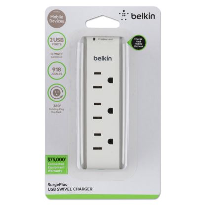 Belkin 3-Outlet Mini Surge Protector with USB Ports (2.1 AMP)1