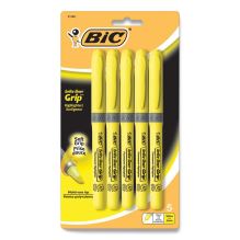 Brite Liner Grip Pocket Highlighter, Fluorescent Yellow Ink, Chisel Tip, Yellow/Black/Silver Barrel, 5/Pack1