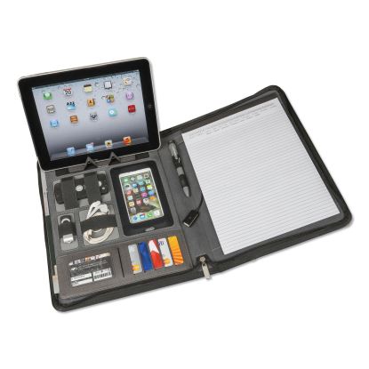 Power Padfolio, Zipper, 10.75 x 1.5 x 13.5, Polyurethane, Gray1