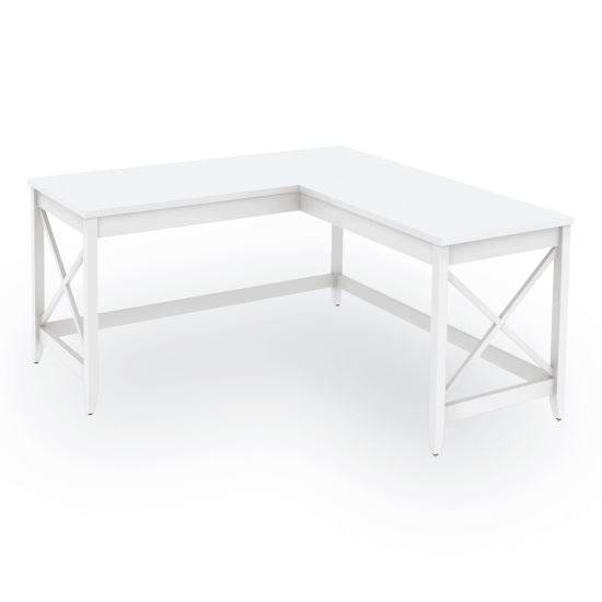 L-Shaped Farmhouse Desk, 58.27" x 58.27" x 29.53", White1