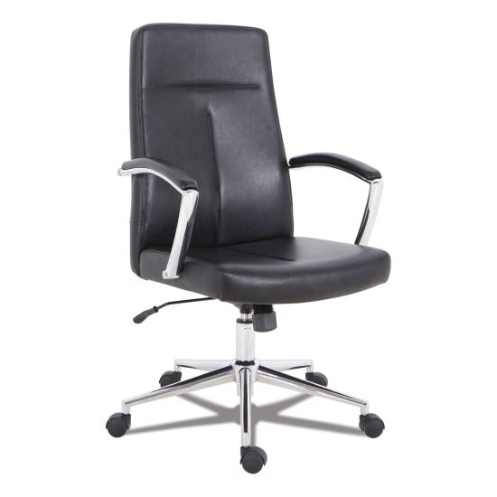 Leather Task Chair, Supports Up to 275 lb, 18.19" to 21.93" Seat Height, Black Seat, Black Back1