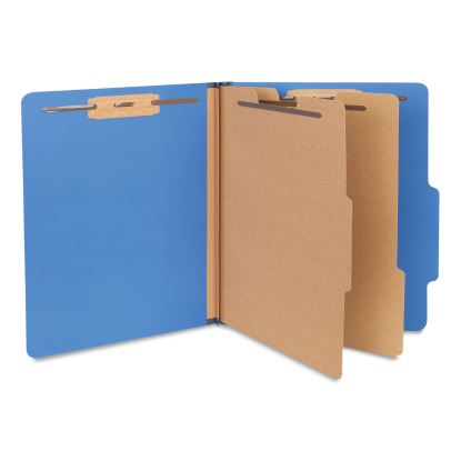 Six-Section Pressboard Classification Folders, 2.5" Expansion, 2 Dividers, 6 Fasteners, Letter Size, Blue, 10/Box1