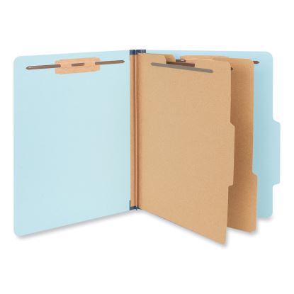 Six-Section Classification Folders, Heavy-Duty Pressboard Cover, 2 Dividers, 6 Fasteners, Letter Size, Light Blue, 20/Box1