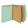 Six-Section Classification Folders, Heavy-Duty Pressboard Cover, 2 Dividers, 6 Fasteners, Letter Size, Light Green, 20/Box1