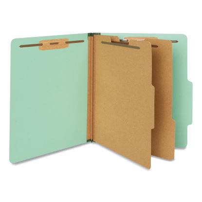 Six-Section Classification Folders, Heavy-Duty Pressboard Cover, 2 Dividers, 6 Fasteners, Letter Size, Light Green, 20/Box1