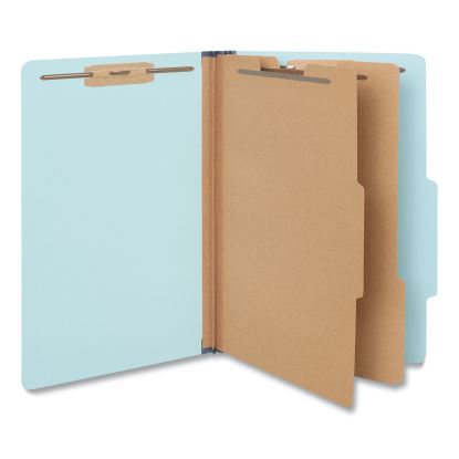 Six-Section Classification Folders, Heavy-Duty Pressboard Cover, 2 Dividers, 6 Fasteners, Legal Size, Light Blue, 20/Box1