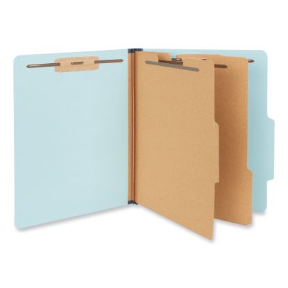 Six-Section Pressboard Classification Folders, 2.5" Expansion, 2 Dividers, 6 Fasteners, Letter Size, Light Blue, 20/Box1