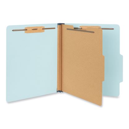 Four-Section Pressboard Classification Folders, 1.75" Expansion, 1 Divider, 4 Fasteners, Letter Size, Light Blue, 20/Box1