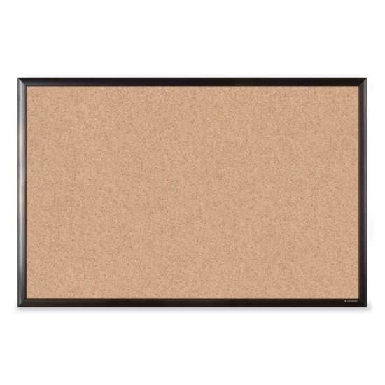 Cork Bulletin Board with Aluminum Frame, 35 x 23, Natural Surface, Black Frame1