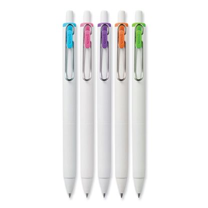 uniONE Gel Pen, Retractable, Medium 0.7 mm, Fashion Ink-Color Assortment, White Barrel, 5/Pack1