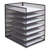 Front-Load Enclosed Wire Mesh Horizontal Document Organizer, 6 Sections, Letter-Size, 9.25 x 13.38 x 13.38, Matte Black1