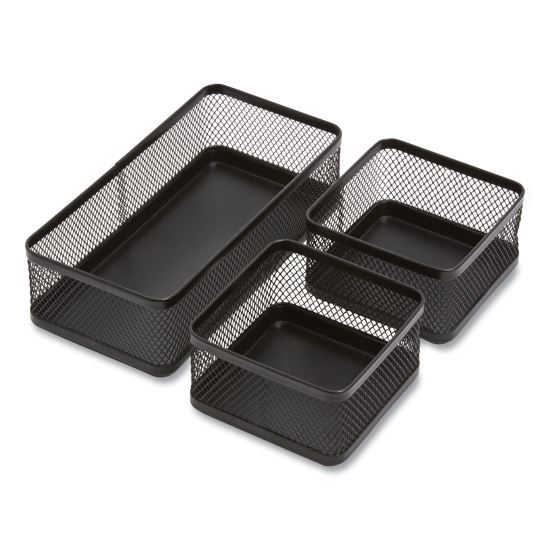 Three Compartment Stackable Wire Mesh Desk Organizer, 8.46 x 4.92 x 4.33, Black1