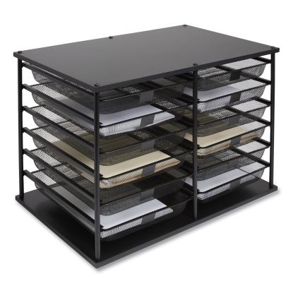 Front-Load Enclosed Wire Mesh Horizontal Document Organizer, 12 Sections, Legal-Size, 24.65 x 15.59 x 16.3, Matte Black1