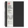 Wirebound Soft-Cover Project-Planning Notebook, 1 Subject, Project-Management Format, Black Cover, 9.5 x 6.5, 80 Sheets1