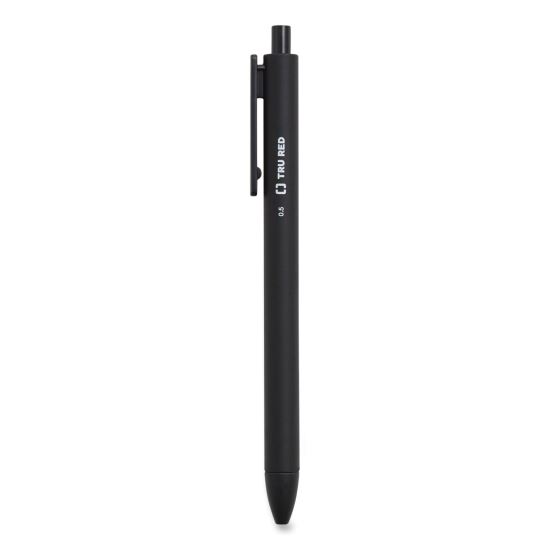 Quick Dry Gel Pen, Retractable, Fine 0.5 mm, Black Ink, Black Barrel, Dozen1