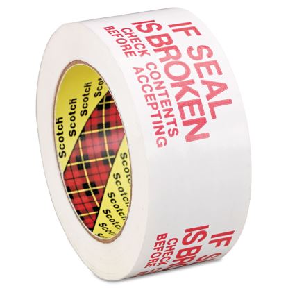 Printed Message Box Sealing Tape, 3" Core, 1.88" x 109 yds, Red/White1