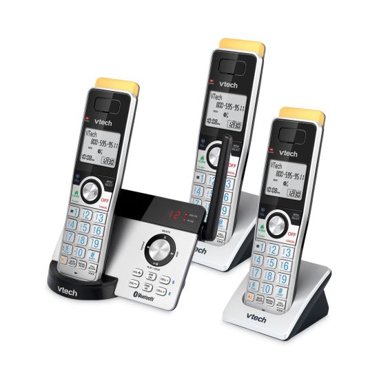 80-2151-02 Three-Handset Connect to Cell Cordless Telephone, Black/Silver1