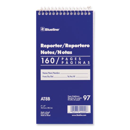 Reporters Note Pad, Medium/College Rule, Blue Cover, 80 White 4 x 8 Sheets1