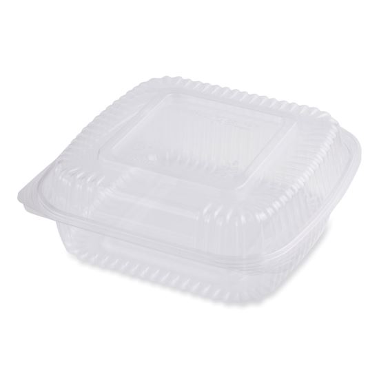 PLA Hinged Clamshells, 46 oz, 8.3 x 8.6 x 3.1, Clear, Plastic, 300/Carton1