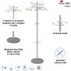 Wavy Coat Tree, Six Hangers/Two Knobs/Four Hooks, 18.88w x 14d x 68.5h, Silver Steel/Wood4