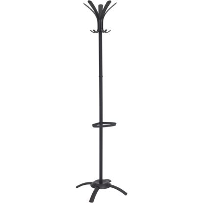 CLEO Coat Stand, Stand Alone Rack, Ten Knobs, Steel/Plastic, 19.75w x 19.75d x 68.9h, Black1