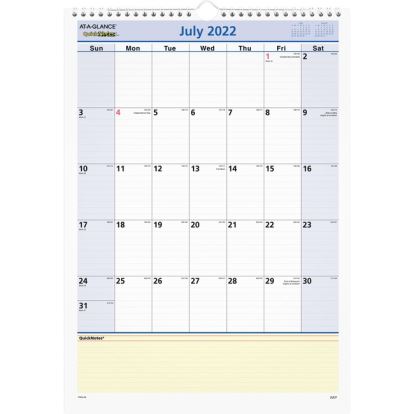 At-A-Glance QuickNotes Academic Monthly Wall Calendar1