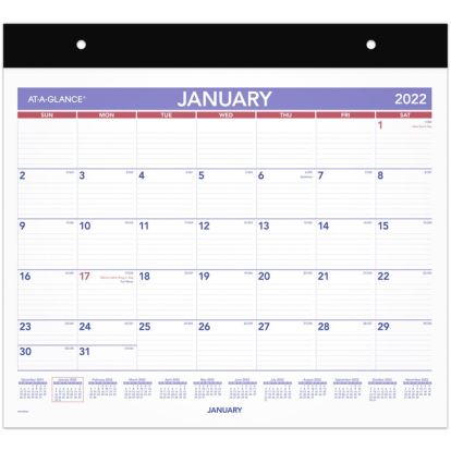 Repositionable Wall Calendar, 15 x 12, White/Blue/Red Sheets, 12-Month (Jan to Dec): 20221