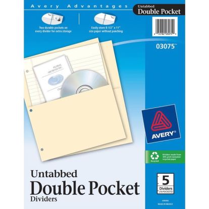 Avery&reg; Untabbed Double Pocket Dividers1