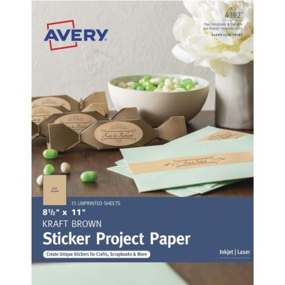 Avery&reg; Laser, Inkjet Printable Sticker Project Paper - Brown1