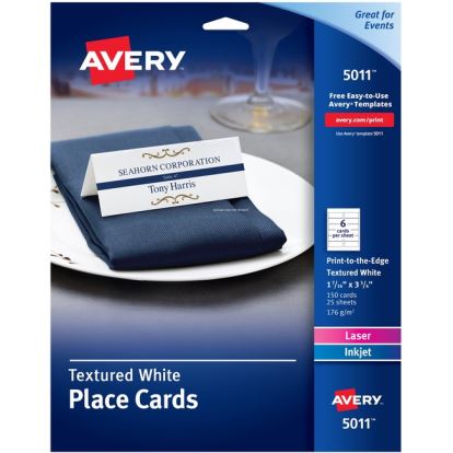 Avery&reg; Laser, Inkjet Printable Place Card - White1