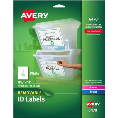 Avery&reg; Removable I.D. Laser/Inkjet Labels1