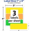 Avery&reg; Removable Labels, 1" x 3" , Neon, 72 Total (6722)4