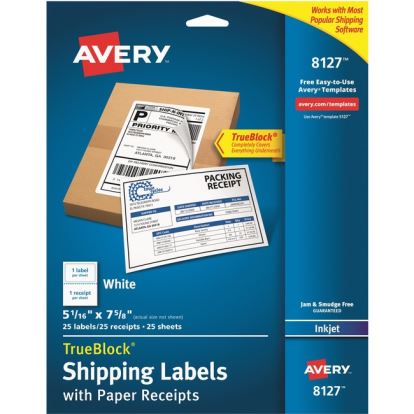 Avery&reg; TrueBlock Paper Receipt Shipping Labels1
