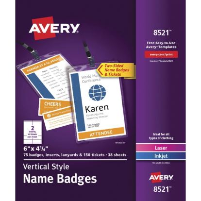 Avery&reg; Laser, Inkjet Badge Insert - White1
