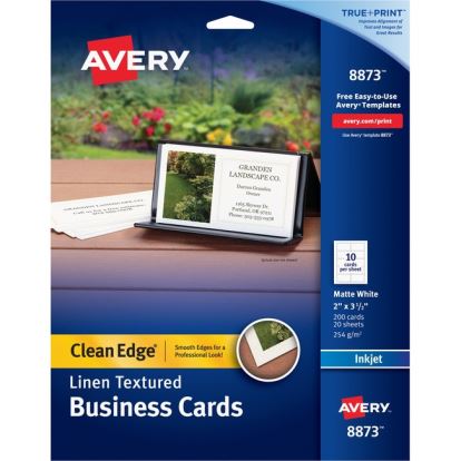 Avery&reg; Clean Edge Inkjet Business Card - White1