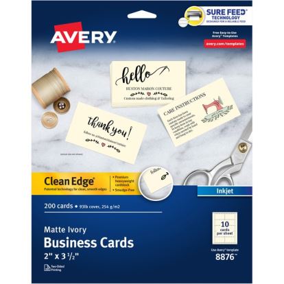 Avery&reg; Clean Edge Inkjet Business Card - Ivory1