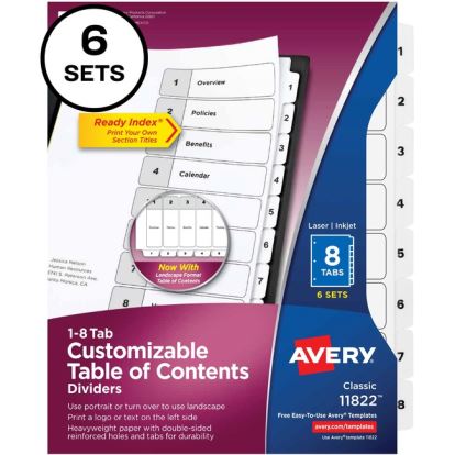 Avery&reg; 8-tab Custom Table of Contents Dividers1