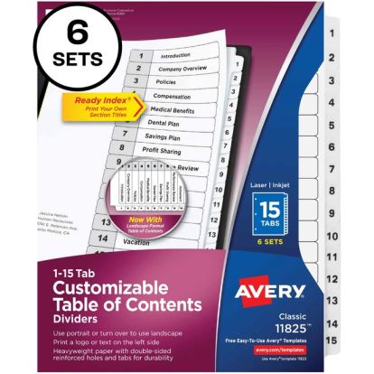 Avery&reg; 15-tab Custom Table of Contents Dividers1